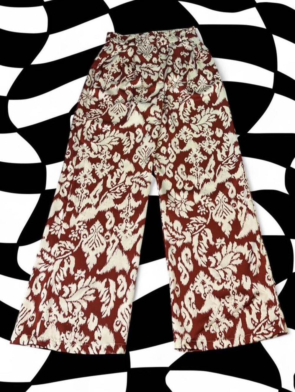 MNG Mango Baroque Print Wide Leg Flowy Pants